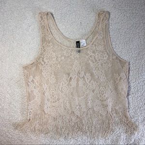 DIVIDED Boho Lace Crop Top Tank Top Size Small / 6